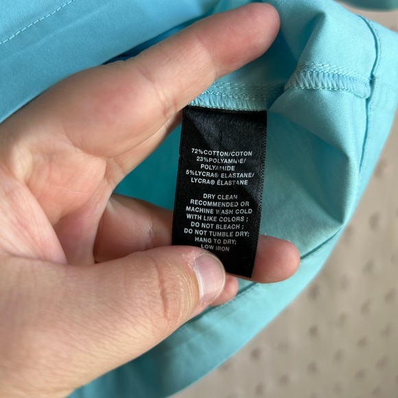 Lafayette 148 Women’s Collard 3/4 Sleeve Split‎ Neck Blouse Sz S Blue - Picture 5 of 7